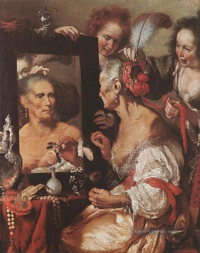 barock barock barocken Ölbilder verkaufen - Alte Frau am Spiegel italienischen Barock Bernardo Strozzi